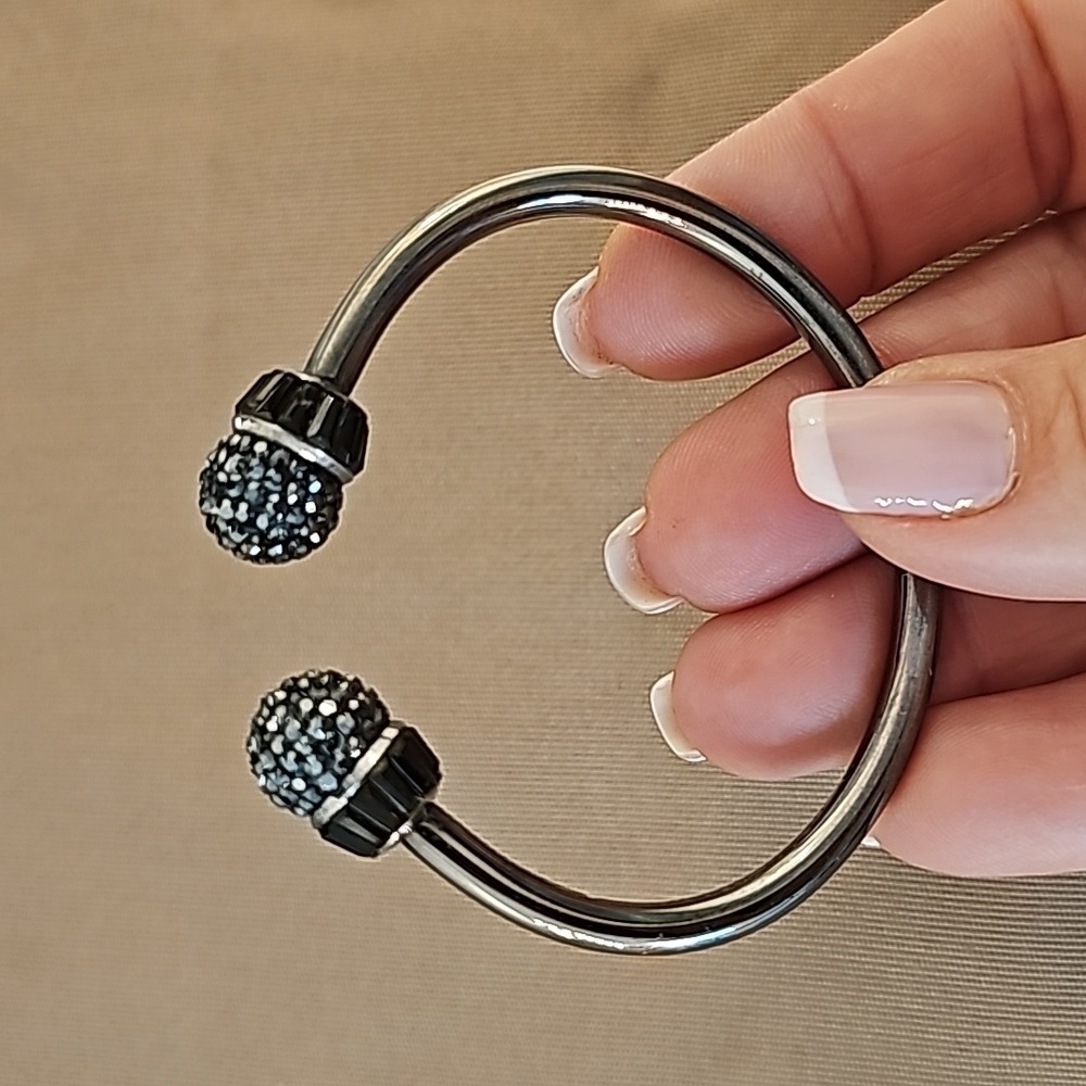 Henri Bendel Black and Silver Open Cuff Bracelet